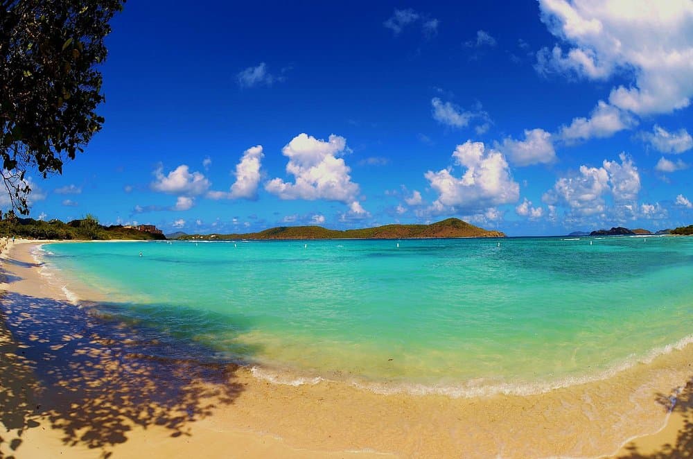 Turquoise waters and white sand at Magens Bay St Thomas (Pristine Beaches card)